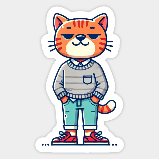 Funny Chilled Orange Cat, Love Cats Sticker by logiamerch